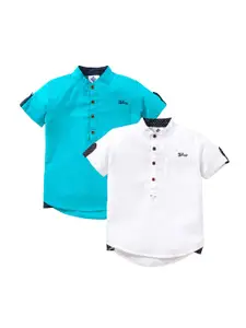 TONYBOY Boys Blue & White Pack Of 2 Premium Casual Shirt