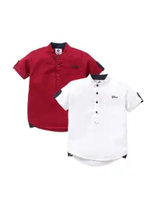 TONYBOY Pack of 2 Boys Maroon Cotton Premium Casual Shirt