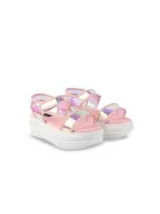 Shoetopia Girls Pink Flatform Sandals