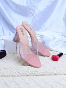 Shoetopia Girls Pink Solid Block Heels