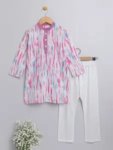 The Magic Wand Boys Pink Printed Pure Cotton Kurta with Pyjamas