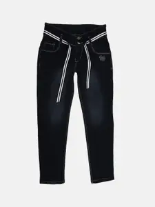 V-Mart Girls Black Light Fade Embellished Stretchable Jeans