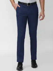 Peter England Men Navy Blue Slim Fit Formal Trousers