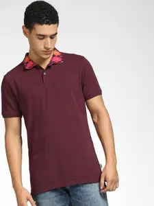 Jack & Jones Men Purple Polo Collar T-shirt