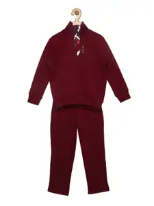 Sweet Dreams Boys Burgundy Solid Cotton Tracksuits