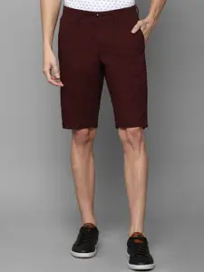 Allen Solly Men Maroon Solid Pure Cotton Chino Shorts