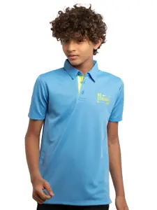 UNDER FOURTEEN ONLY Boys Blue Polo Collar T-shirt