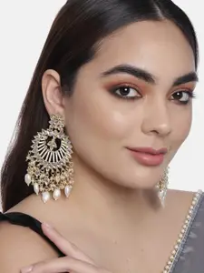 LAIDA Gold-Toned & White Classic Drop Earrings