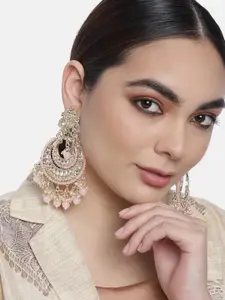 LAIDA Pink & Gold-Toned Circular Drop Earrings