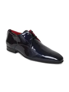 GABICCI Men Navy Blue Leather Derbys