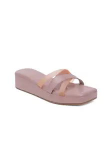 SHUZ TOUCH Peach-Coloured Flatform Sandals