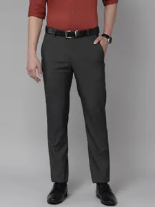 Arrow Men Grey Checked Tailored Fit Trousers
