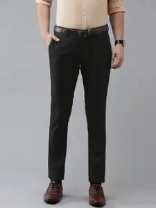 Arrow Men Black Self-Design Tailored Fit Regular Trousers