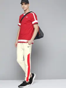 Reebok Classic Men Cream-Coloured & Red WCE Contrast Panelled Joggers