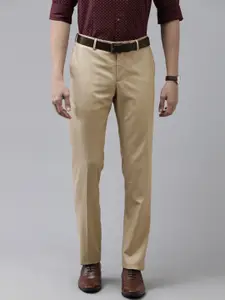Arrow Men Khaki Checked Tailored Trousers