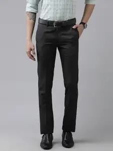 Arrow Men Charcoal Grey Tailored Fit Formal Trousers