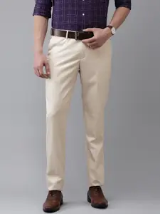 Arrow Men Beige Tailored Fit Formal Trousers