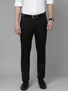 Arrow Men Black Textured Tailored Fit Formal Trousers