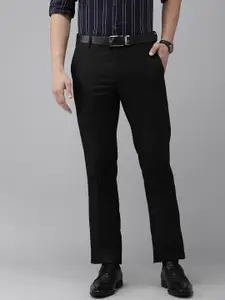 Arrow Men Black Textured Hudson Tailored Fit Trousers