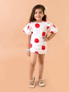 Fairies Forever Girls White and Red Polka Dots A-Line Dress