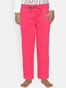 Sweet Dreams Girls Pink Solid Cotton Lounge Pants