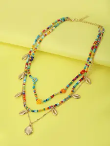 Carlton London Multicoloured Rose Gold-Plated Layered Necklace