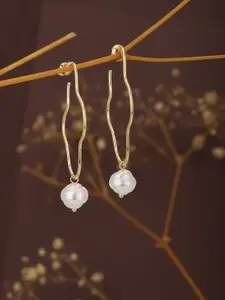 Carlton London Rose Gold & White Contemporary Drop Earrings