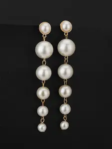 Carlton London Rose Gold & White Contemporary Drop Earrings