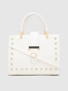 Globus White PU Swagger Satchel with Quilted