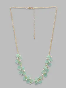 Globus Gold-Toned & Sea Green Gold-Plated Necklace
