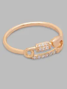 Globus Women Gold-Plated Artificial Stone Studded Finger Ring