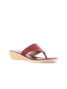 Khadims Red Embellished Wedge Sandals