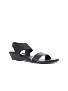 Khadims Black Wedge Sandals