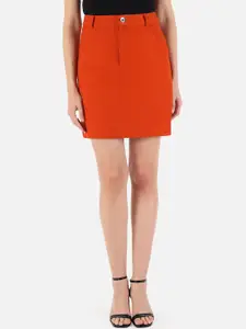 Trend Arrest Women Orange Solid Mini Skirt