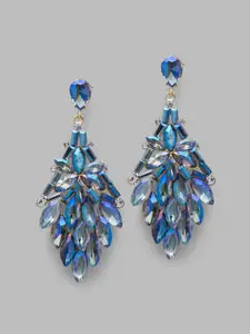Globus Navy Blue Gold-Plated Floral Drop Earrings