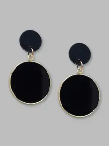 Globus Black Circular Drop Earrings
