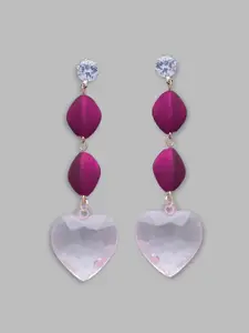 Globus Rose Gold & Purple Heart Shaped Drop Earrings