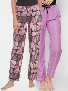 FashionRack Women Pack Of 2 Printed Cotton Lounge Pants