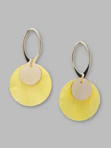 Globus Gold-Plated & Yellow Circular Drop Earrings