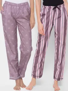 FashionRack Women Pack of 2 Multicolored Cotton Lounge Pants