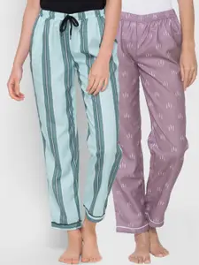 FashionRack Women Pack of 2 Printed Cotton Lounge Pants