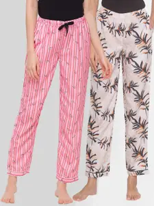 FashionRack Women Pack of 2 Printed Cotton Lounge Pants