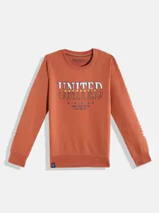 Monte Carlo Boys Rust Orange & Grey Typography Printed Sweatshirt