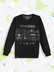 Monte Carlo Boys Black & Grey Graphic Printed Sweatshirt