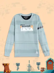 Monte Carlo Teen Boys Blue & White Printed Sweatshirt