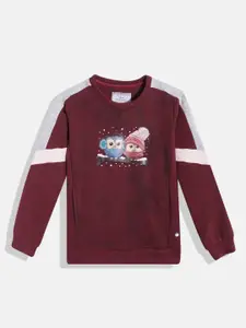 Monte Carlo Girls Maroon & Blue Graphic Printed Sweatshirt
