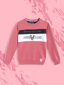Monte Carlo Boys Pink & White Colourblcoked & Printed Sweatshirt