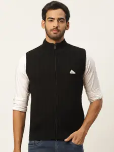 Monte Carlo Men Black Cable Knit Cardigan with Applique Detail