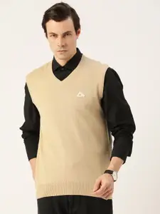 Monte Carlo Men Beige Solid Sweater Vest