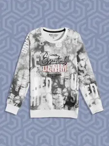 Monte Carlo Boys White Graphic Printed Sweatshirt